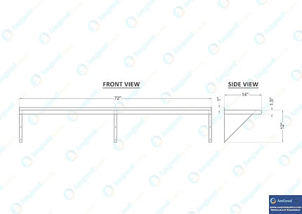 AmGood 72" Long X 14" Deep Stainless Steel Wall Shelf | NSF Certified | Appliance & Equipment Metal Shelving | Kitchen, Restaurant, Garage, Laundry, Utility Room