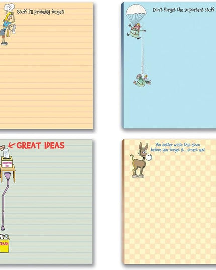 Stonehouse Collection Funny To Do List Notepads Assorted Pack - 4 Pads For Your Lists - Office Notepads - USA Made (Funny Pack)