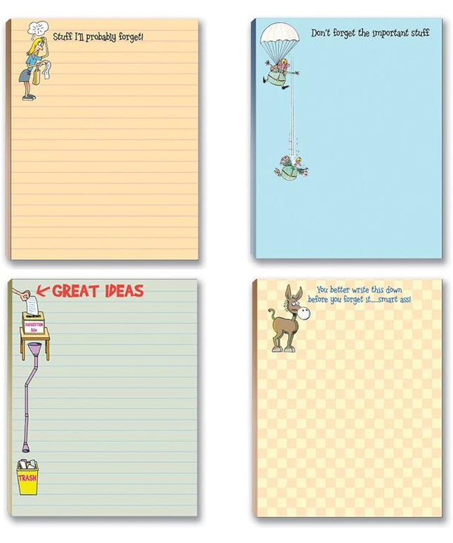 Stonehouse Collection Funny To Do List Notepads Assorted Pack - 4 Pads For Your Lists - Office Notepads - USA Made (Funny Pack)