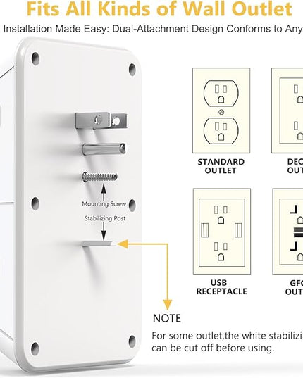 Wall Outlet Extender with Night Light, Power Plug Adapter Multi Plug Outlet Surge Protector with 4 USB Charging Ports (2 USB C), Adapter Spaced Outlets for Home Travel Office