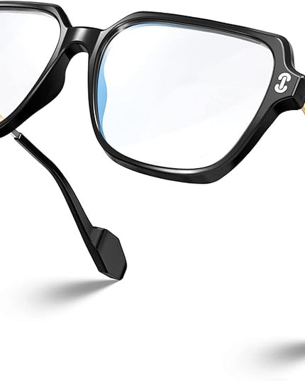 VISOONE Oversized Blue Light Blocking Glasses with Chic Square TR90 Frame and Metal Temple for Women Men REMY