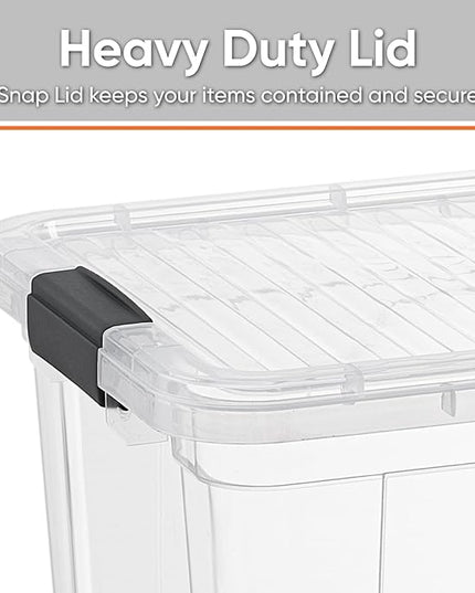 Superio Clear Storage Boxes with Lids, 21 Quart Plastic Container Bins for Organizing, Stackable Crates, BPA Free, Non Toxic, Odor Free, Organizers for Home, Office and Dorm, 8 Pack