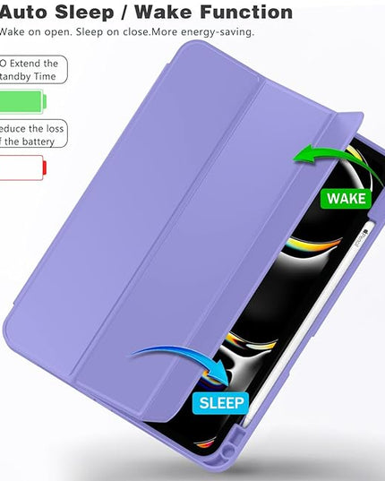 ZryXal iPad Pro 11 Inch Case (M5) 2025/ (M4) 2024 (Model: A2836/A2837/A3006), Trifold Stand Smart Cover with Pencil Holder and Soft TPU Back, Auto Wake/Sleep (Slate Blue)