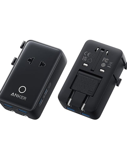 Anker Nano Travel Adapter, 5-Port Power Adapter with 1× 2-Pin AC, 2 USB A, 2 USB C for 20W, Smart Temperature Control, Works in 200+ Countries, Not a Voltage Converter, Travel Essentials (1-Pack)