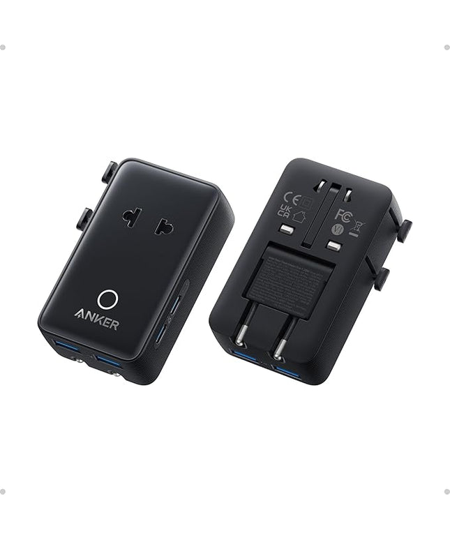 Anker Nano Travel Adapter, 5-Port Power Adapter with 1× 2-Pin AC, 2 USB A, 2 USB C for 20W, Smart Temperature Control, Works in 200+ Countries, Not a Voltage Converter, Travel Essentials (1-Pack)