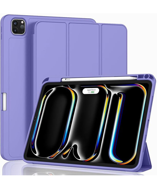 ZryXal iPad Pro 11 Inch Case (M5) 2025/ (M4) 2024 (Model: A2836/A2837/A3006), Trifold Stand Smart Cover with Pencil Holder and Soft TPU Back, Auto Wake/Sleep (Slate Blue)