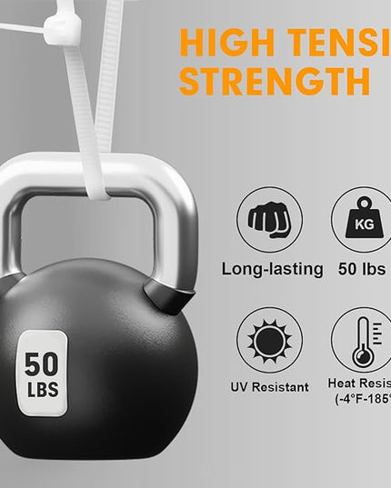Zip Ties, RAZCC 1200pcs Cable Zip Ties 12 Inch, Heavy Duty White Plastic Wire Ties with 50lb Tensile Strength, Self-Locking Nylon Cable Ties, Wire Management for Indoor and Outdoor