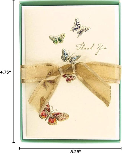 Graphique Butterflies La Petite Presse Boxed Thank You Notes - 10 Cards with Matching Envelopes and Storage Box, 3.25" x 4.75"