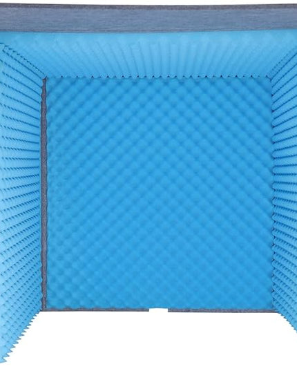 Desktop Soundproof Cover, Foldable Vocal sound absorbing shield, Isolation Booth for Voice Recording, Video Conferencing, Live Commentary, Musical Instrument Practice (Blue+Gray)