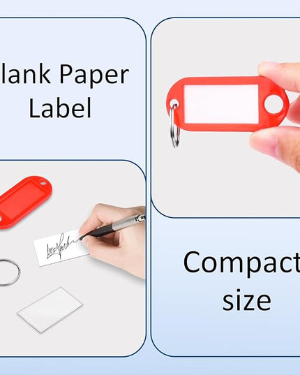 40 Pack Key Tags, Plastic Key Tags with Labels and Split Ring, 4 Keychain Cable and Key Labels for USB Drive, Bags and Luggage Organization - 10 Color