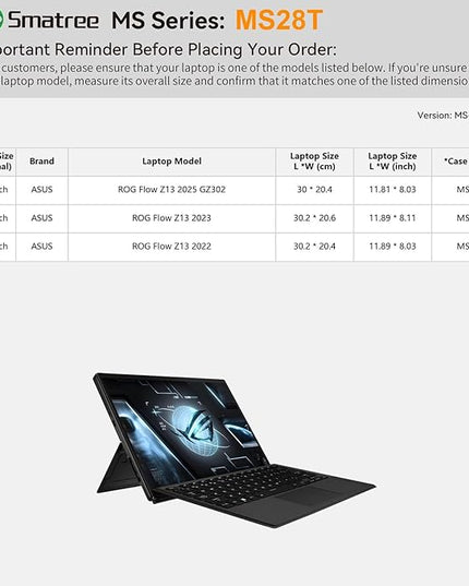 Smatree MS28T Hard EVA Protective Sleeve with Stand Compatible for 13.4 inch ASUS ROG Flow Z13 2025 GZ302/2023 GZ301/2022, Protective Sleeve with Adjustable Stand, Waterproof Shockproof Cover, Green