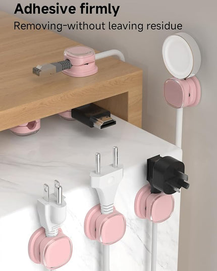 Magnetic Cable Clips, Adjustable Cord Holder Management, Adhesive Wire Keeper Organizer for Home Office Desk Phone PC Car Wall Desktop Nightstand Appliance (9-PCS Purple)