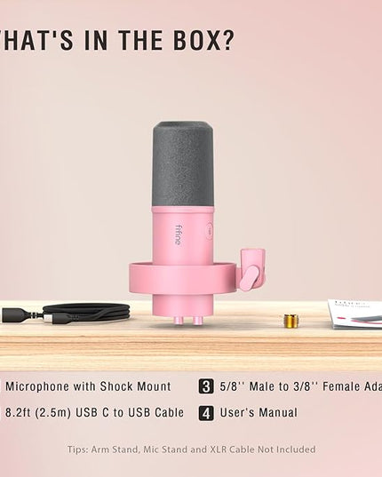 FIFINE XLR/USB Dynamic Microphone, Studio XLR Vocal Podcast Microphone for Recording, USB Streaming Mic with Mute Button, Gain Knob, Headphones Monitoring for Voice-Over, Video-Amplitank K688 Pink