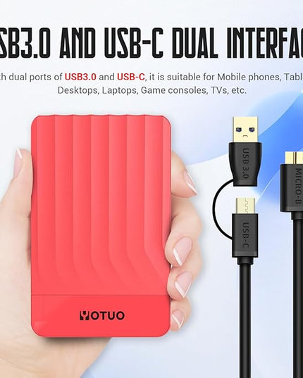 Portable External Hard Drive Storage Expansion Mobile HDD USB 3.0 for PC, Mac, Desktop, Laptop, PS4, PS5, Xbox One X/S, Xbox 360, Xbox Series X/S, Office & Game (Red, 1TB)