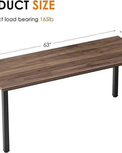 Need 63 Inch Large Computer Desk - Modern Simple Style Home Office Gaming Desk, Basic Writing Table for Study Student, Black Metal Frame, Walnut