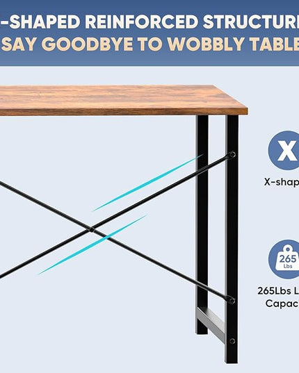 DUMOS 32 in Small Computer Desk for Home Office, Modern Study Work Table Simple Style for Bedroom, Writing Desks with X-Shaped Reinforcement, Rust