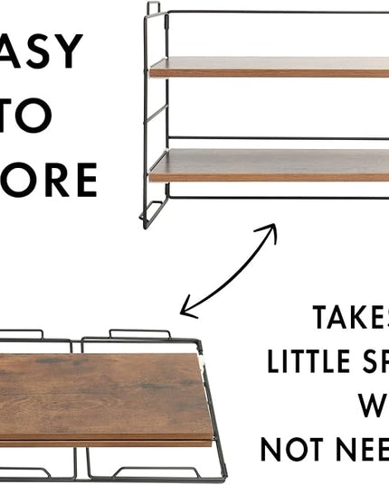 KATHY&BOB Wood Desk Shelf Organizer, 2-Tier Desktop Supplies Storage Rack, Adjustable Stackable Desk Shelf for Office, Kitchen, Bathroom, 15.75"*12.2"*7.87" (2 Sets)