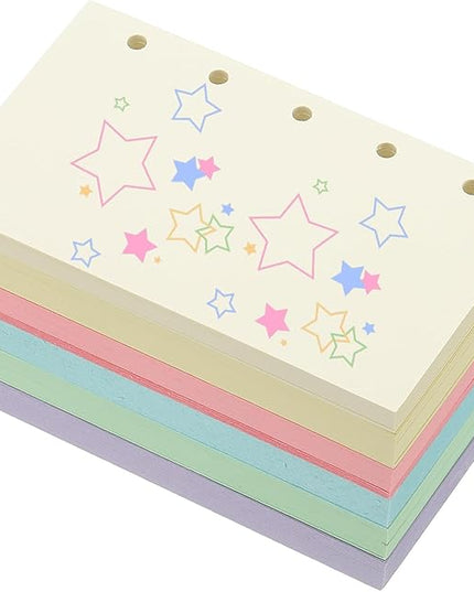 PATIKIL Colored Loose Leaf Paper, 4.1" x 2.5"(A8) 300 Sheets 5 Holes Punched 150GSM Blank Binder Refill Paper Supplies for Office Note Taking Teacher Planner Journal Notebook, 6 Colors