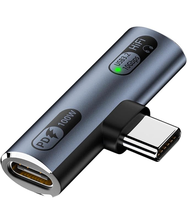 USB C Splitter with 100W Fast Charging, Dual USB C Headphone and Charger Adapter Dongle for iPhone 16/15 Series, iPad, MacBook, Galaxy S24/S23 and More - Grey (No for Power and Video Output)