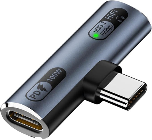 USB C Splitter with 100W Fast Charging, Dual USB C Headphone and Charger Adapter Dongle for iPhone 16/15 Series, iPad, MacBook, Galaxy S24/S23 and More - Grey (No for Power and Video Output)