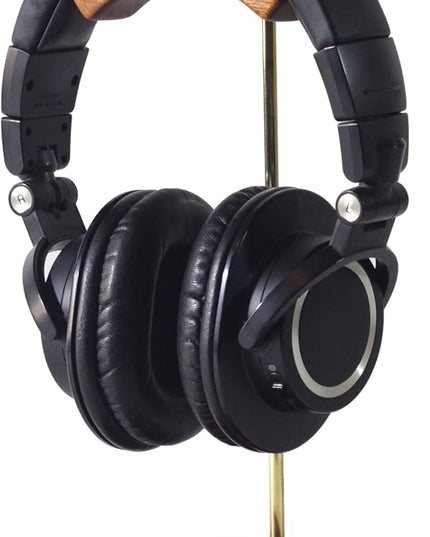 Unchained Workshop Handmade Brass and Wood headphone stand, Headset Stand for Desk, compatible with all models