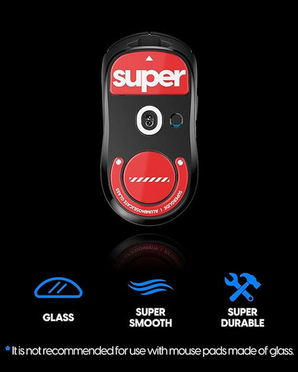 Superglide2 Glass Mouse Skates for Logitech G Pro X Superlight (Red) - Controllable Speed Surface, Polished Edge, Ultra Smooth Durable Gaming Feet