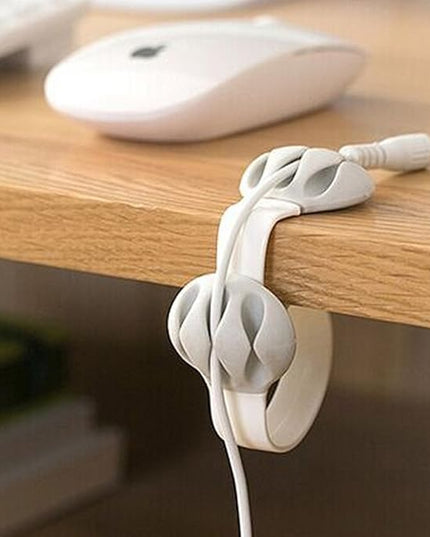 Coralpearl Desk Cable Drop Clips Non-Adhesive, Table Cord Stay Holder Weighted, Small Wire Management Clamp Removable, Silicone Tidy Organizer Keeper for Phone Computer Chargers (2 White)