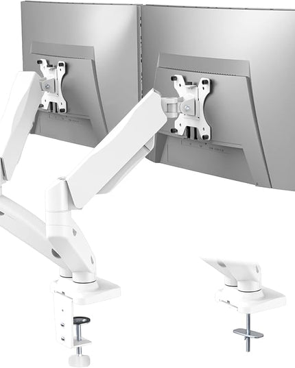 WALI Dual Monitor Stand, Adjustable Gas Spring Arm Monitor Mount for 2 Monitors up to 32 Inch,19.8lbs Capacity (GSMP002W), White by WALI