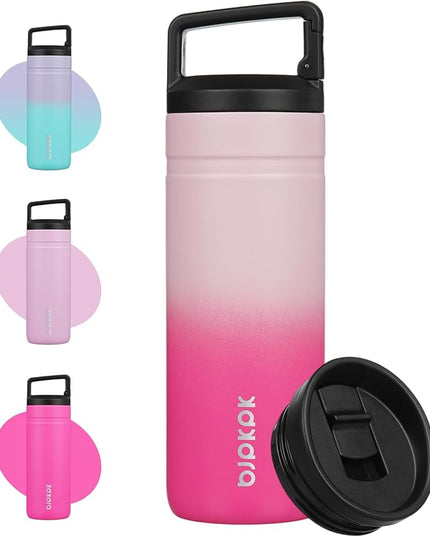 BJPKPK Insulated Water Bottle with 2 Lids,20 oz Double Wall Stainless Steel Vacuum Tumbler Travel Coffee Mug,Wide Mouth Thermal Cup,Cherry Blossom