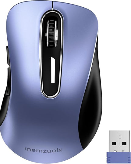 memzuoix 2.4G Wireless Mouse, 1400 DPI Mobile Optical Cordless Mouse with USB Receiver, Portable Computer Mice Wireless Mice for Laptop, PC, Desktop, MacBook, 5 Buttons (Navy Blue)