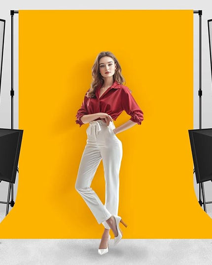 Photo Backdrop Yellow Background Fabric Professional Photography Solution 8x10ft Seamless Design Eliminate Wrinkles Short Video Food Photography Summer Theme Event