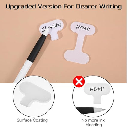Cord Labels 40 Pack White Hook and Loop Cable Tags for Electronics, Computers, and Chargers Reusable Cable Labels Wire Tags for Easy Identification and Organization