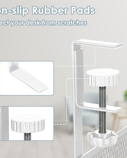 Under Desk Cable Management Tray, Cable Management Under Desk No Drill, Wire Management Tray with Clamp, Cord Organizer for Home Office, White