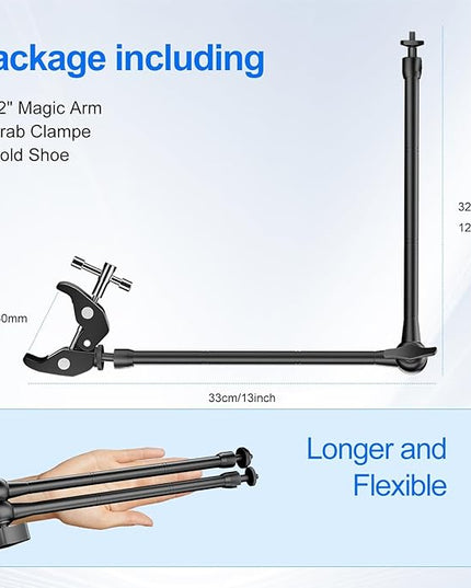 EMART 22inch Articulating Magic Arm Camera Mount with Super Clamp, Friction Power Adjustable Camera Mounts & Clamps with Magicarm and Cold Shoe for Photography/Videography/Webcam/Flash Light