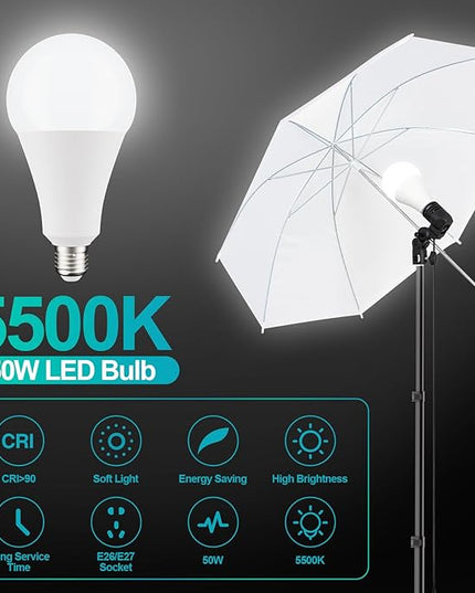 EMART 10 x 10 ft Heavy Duty Backdrop Support System, Professional Photography Lighting Kit with 5500K 50W LED, 10 * 15ft Backdrop *3, Reflector, Umbrellas&Softbox Lighting Kit for Studio, Portrait