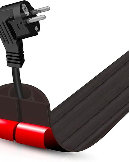 Floor Cord Cover Self Adhesive Cord Hider,3.3FT Cable Management, Extension Strip Protector for Wires, Prevent Cable Trips for Offices, Gyms, Exhibitions Cavity:0.39"(W) x 0.27"(H) Black Wood