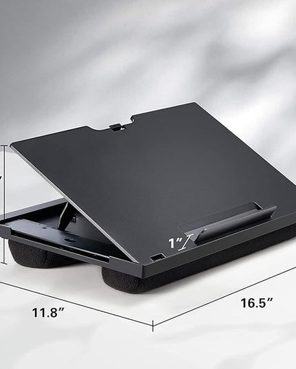 Adjustable Lap Desk - with 6 Adjustable Angles, Detachable Mouse Pad, & Dual Cushions Laptop Stand for Car Laptop Desk, Work Table, Lap Writing Board & Drawing Desk on Sofa or Bed by HUANUO