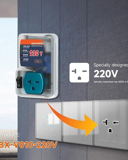 BXST Heavy-Duty Surge Protector 20A 4400W for Refrigerators One Outlet Plug Voltage Protector Adjustable Voltage Regulator for Home Appliance, 1 Pack