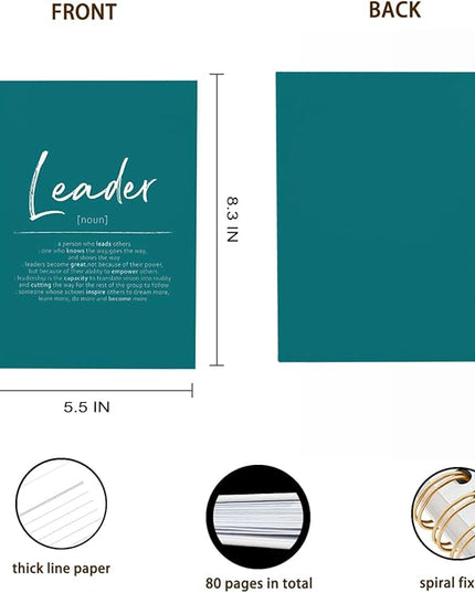 OXW Leadership Gifts Notebook Journal, Leader Gifts for Women Men, Office Notebook for Work, Thank You Gifts for Leader Mentor Boss Supervisor, Turquoise Spiral Notebook 5.5 x 8.3