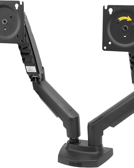 Double Screen Stand, Telescopic Rotating Adjustable 19.8lbs Per Arm Dual Monitor Desk Mount with Vertical Flip 360 Rotation, for 17 to 27 Inch Screen