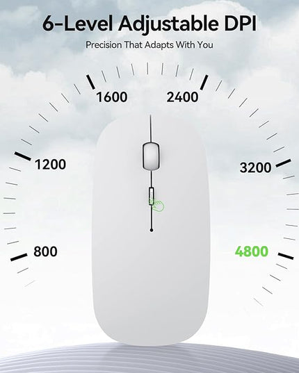TECKNET Bluetooth Wireless Mouse, Rechargeable Silent Portable Computer Mouse, 6 Adjustable DPI, Dual Mode (Bluetooth 5.2/3.0 and 2.4G USB Receiver) for Laptop, iPad, MacBook, PC, Desktop, Android