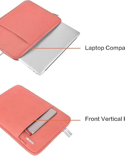 MOSISO Laptop Case 16 inch, 15-15.6 inch Laptop Sleeve Compatible with MacBook Pro 16 M4 M3 M2 M1, HP Acer Dell Lenovo ASUS Notebook, Polyester Vertical Computer Sleeve Bag with Pocket, Coral