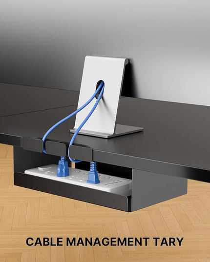 Marsail 63×55 in Electric Corner L-Shaped Standing Desk with 4-in 1 Electical Outlet, Computer Desk with Headphone Hook, Memory Sit Stand up Home Office Table, Ergonomic Gaming Table,Black