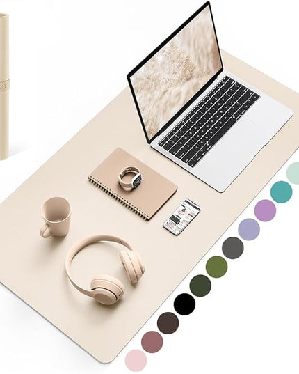 YSAGi Non-Slip Leather Desk Pad, Desk Matt for Desktop, Waterproof Laptop Computer Keyboard Mat, Table Protector Blotter Mat, Large Mouse Pad for Office/Work/Home/Decor(Beige, 31.5" x 15.7")