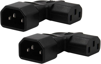 2-Pack Right Angle IEC C14 to C13 Power Adapter PDU Power Extension for LCD LED TV Wall Mount