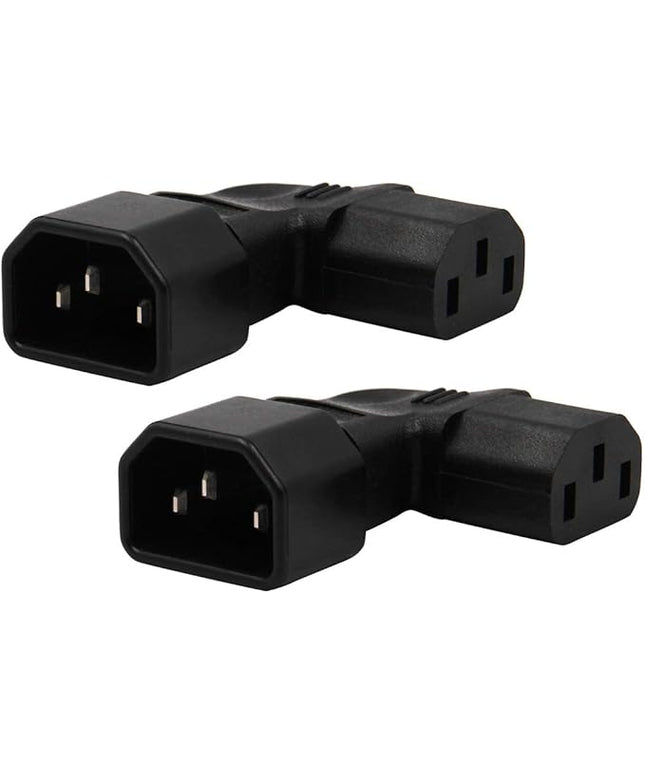 2-Pack Right Angle IEC C14 to C13 Power Adapter PDU Power Extension for LCD LED TV Wall Mount