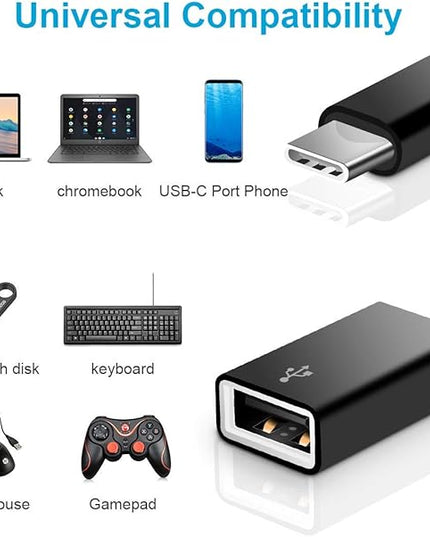 USB C to USB Adapter [2 Pack],Type-C OTG Cable Type C Male to USB A Female Usb to Usbc-c Adapter Compatible with Macbook Pro/Air iPad Pro 2022 2021 2020, Galaxy S23 S22 Ultra Note 10 S9 S8 (Black)