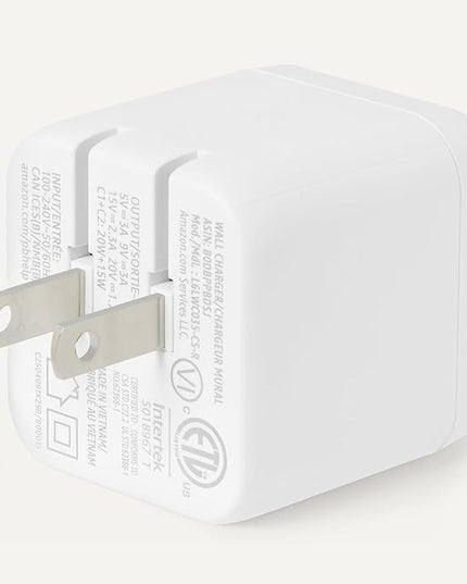 Amazon Basics Fast Charging USB C Nano GaN Wall Charger, 35W 2-Port for Tablets Phones, White