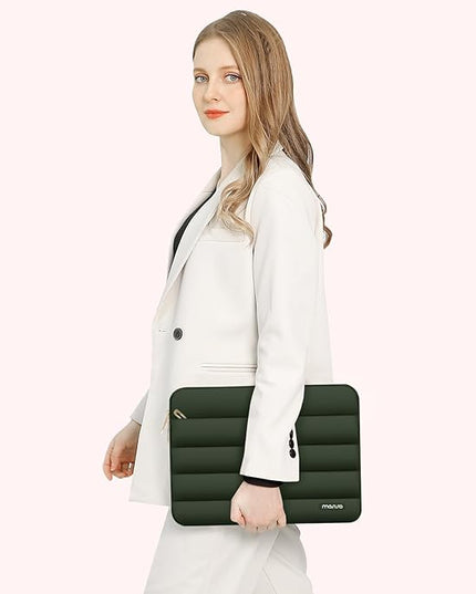 MOSISO 15-15.6 inch Laptop Case, 16 inch Puffy Laptop Sleeve Compatible with MacBook Pro 16, HP Dell ASUS Acer Toshiba Lenovo Notebook Computer, Polyester Horizontal Bag with Small Case, Army Green