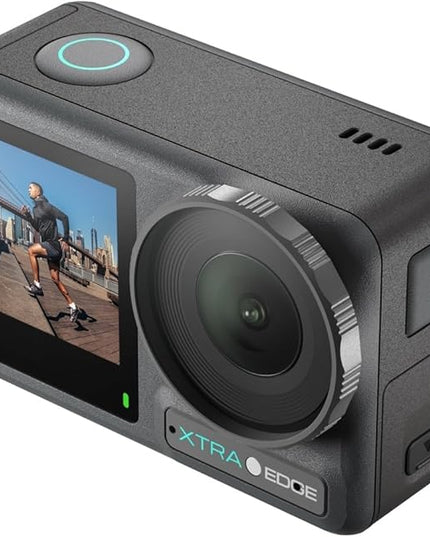 Xtra Edge Action Camera, 1/1.3" Sensor & 4K Cinematic Video, Hyper Stabilization, Waterproof Camera to 52 Ft, 3-Hour Battery, Universal Quick Mount, Vlogging Camera for Adventure Photography
